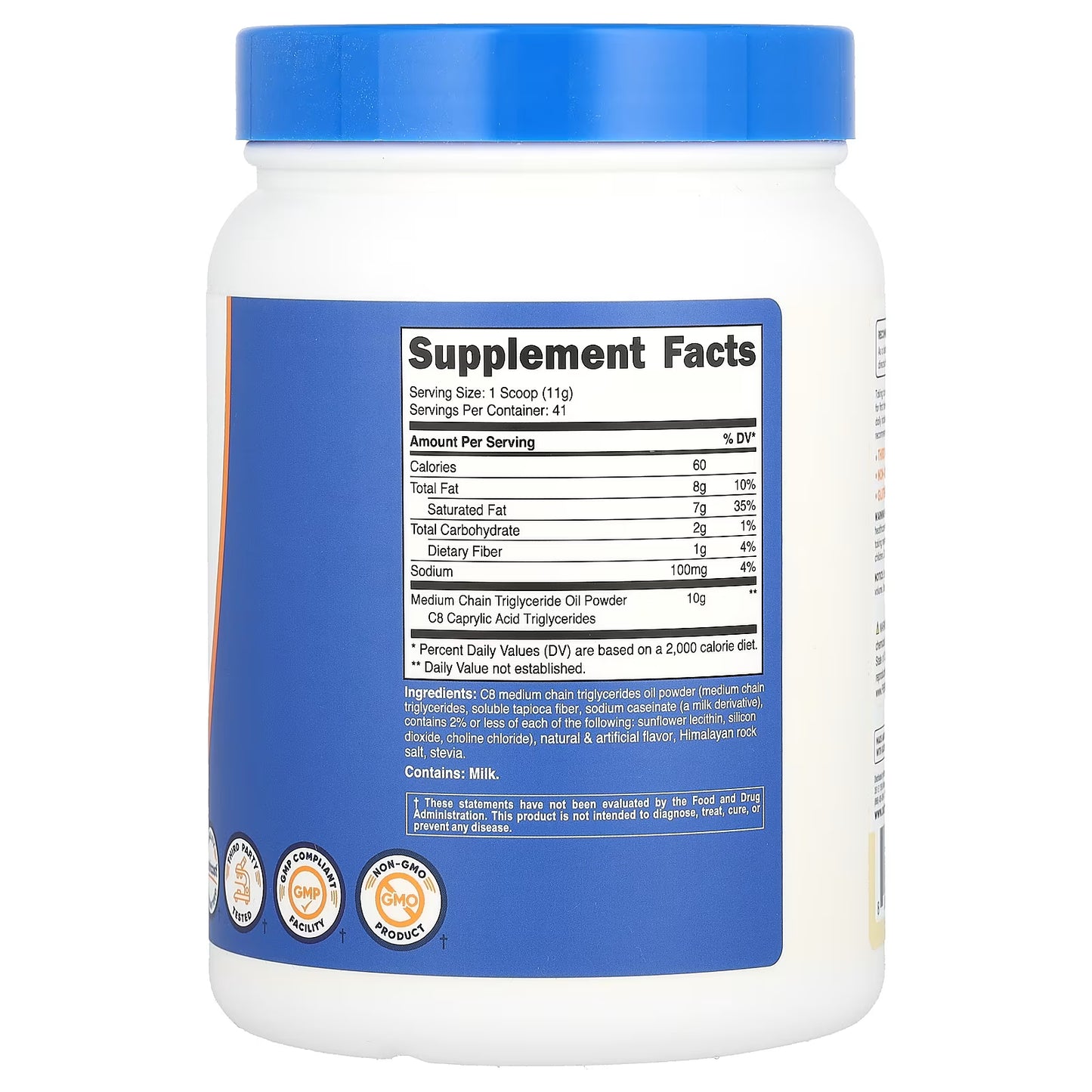 Nutricost, C8 MCT Oil Powder, Vanilla, 1 lb (454 g)