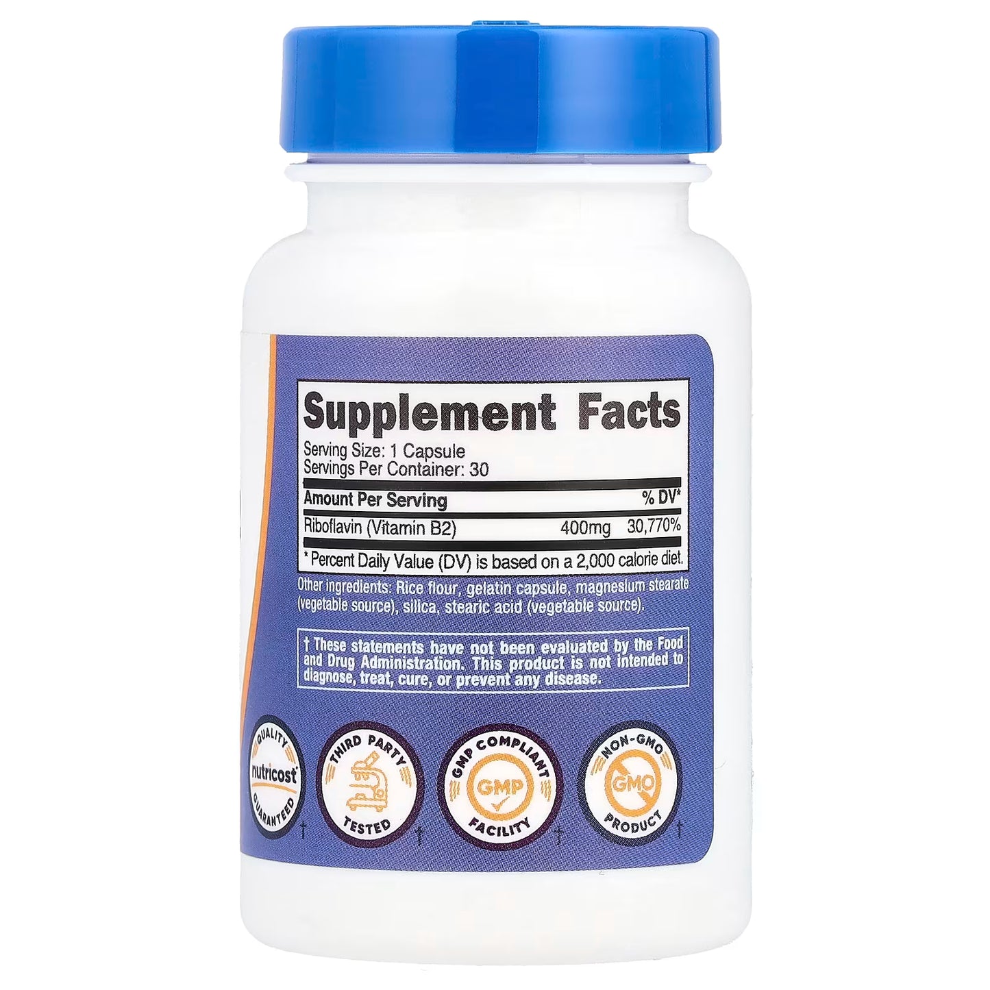 Nutricost, Vitamin B2, 400 mg, 30 Capsules