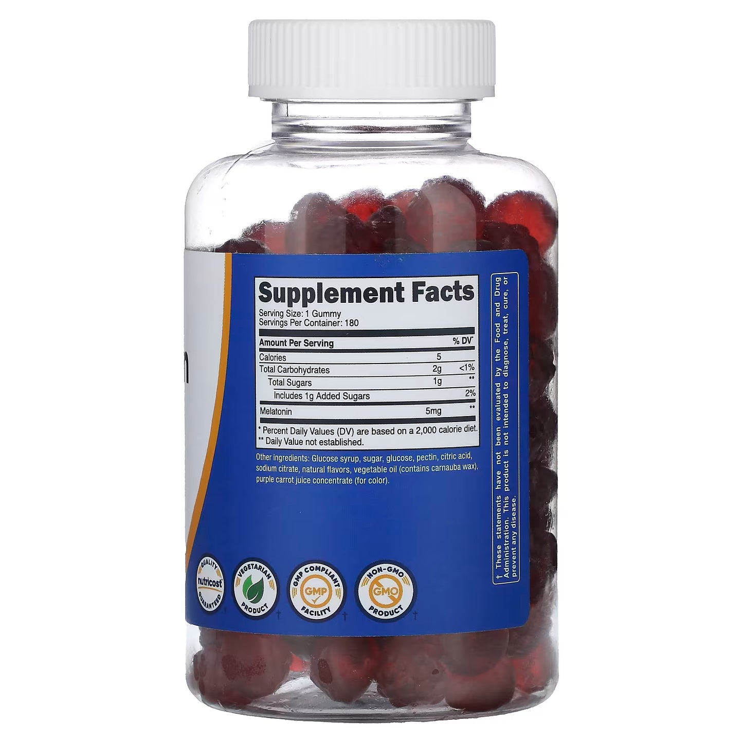 Nutricost, Melatonin, Strawberry, 5 mg, 180 Gummies