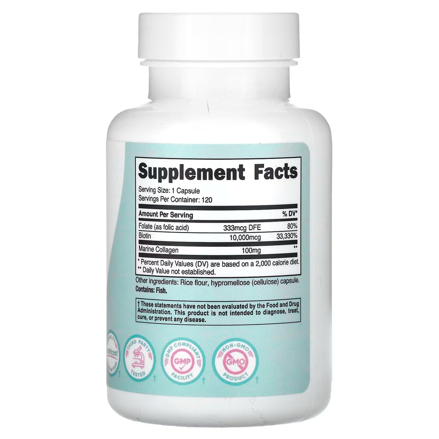 Nutricost, Women, Biotin With Folate & Collagen, 10,000 mcg, 120 Capsules