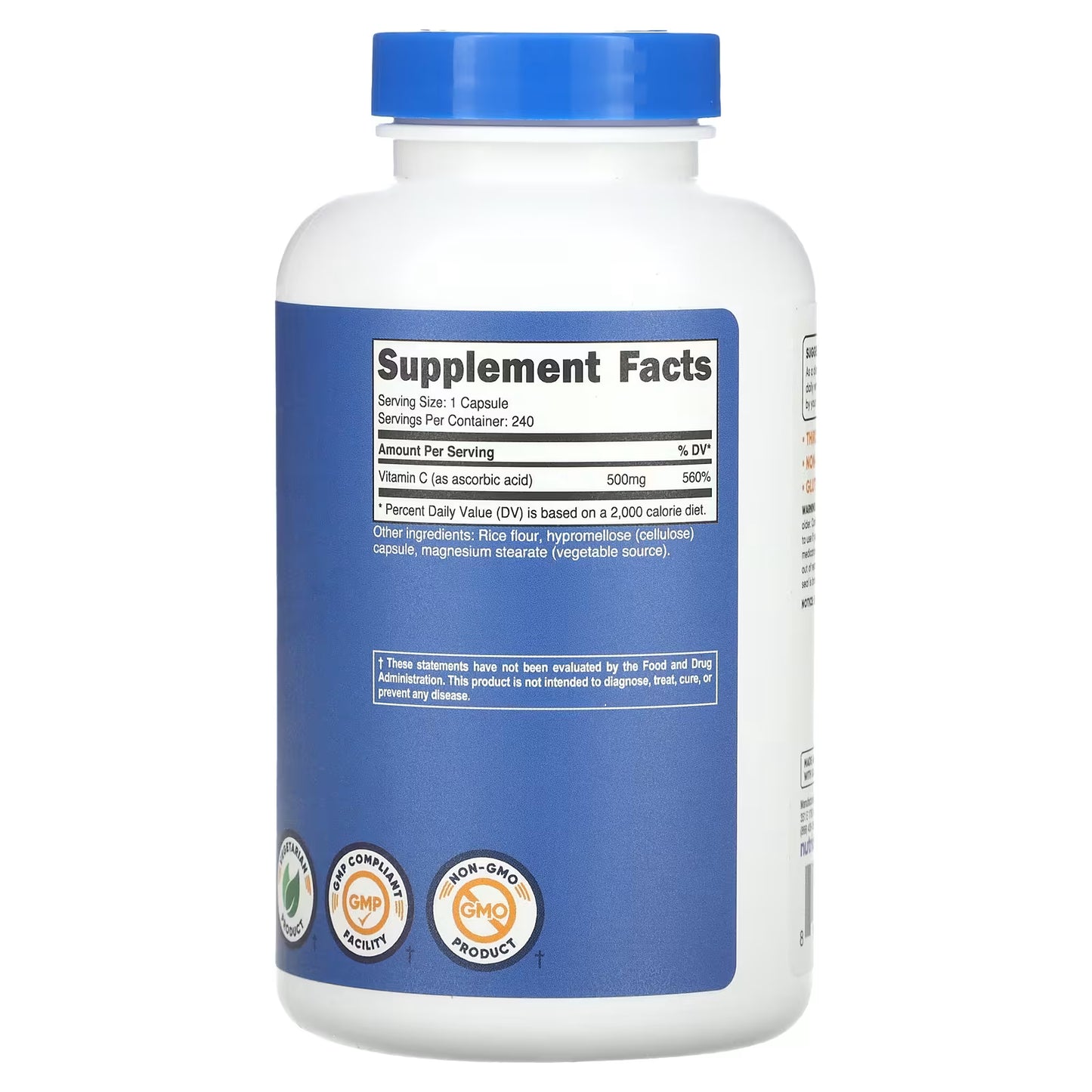 Nutricost, Vitamin C, 500 mg, 240 Capsules