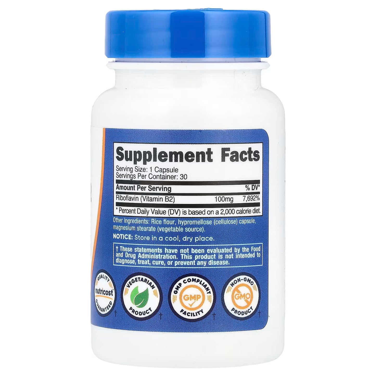 Nutricost, Vitamin B2, 100 mg, 30 Capsules