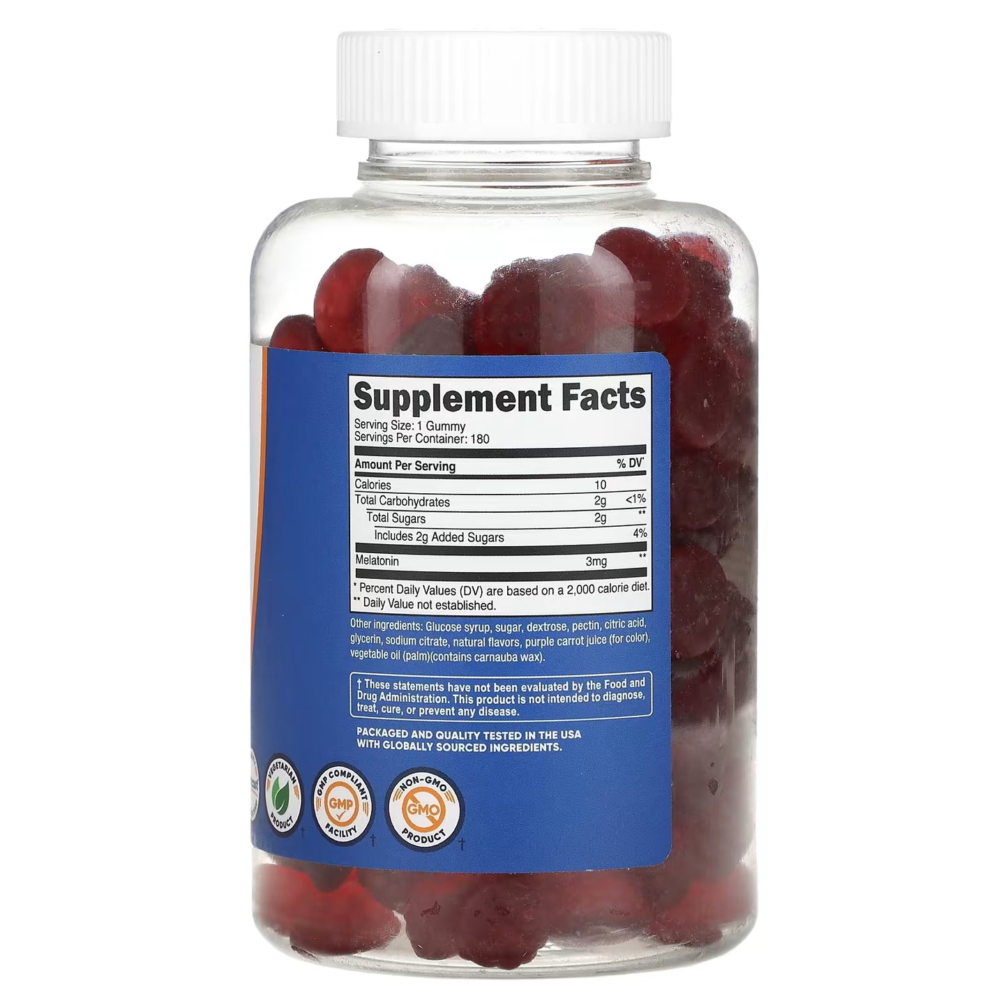 Nutricost, Melatonin Gummies, Strawberry, 3 mg, 180 Gummies