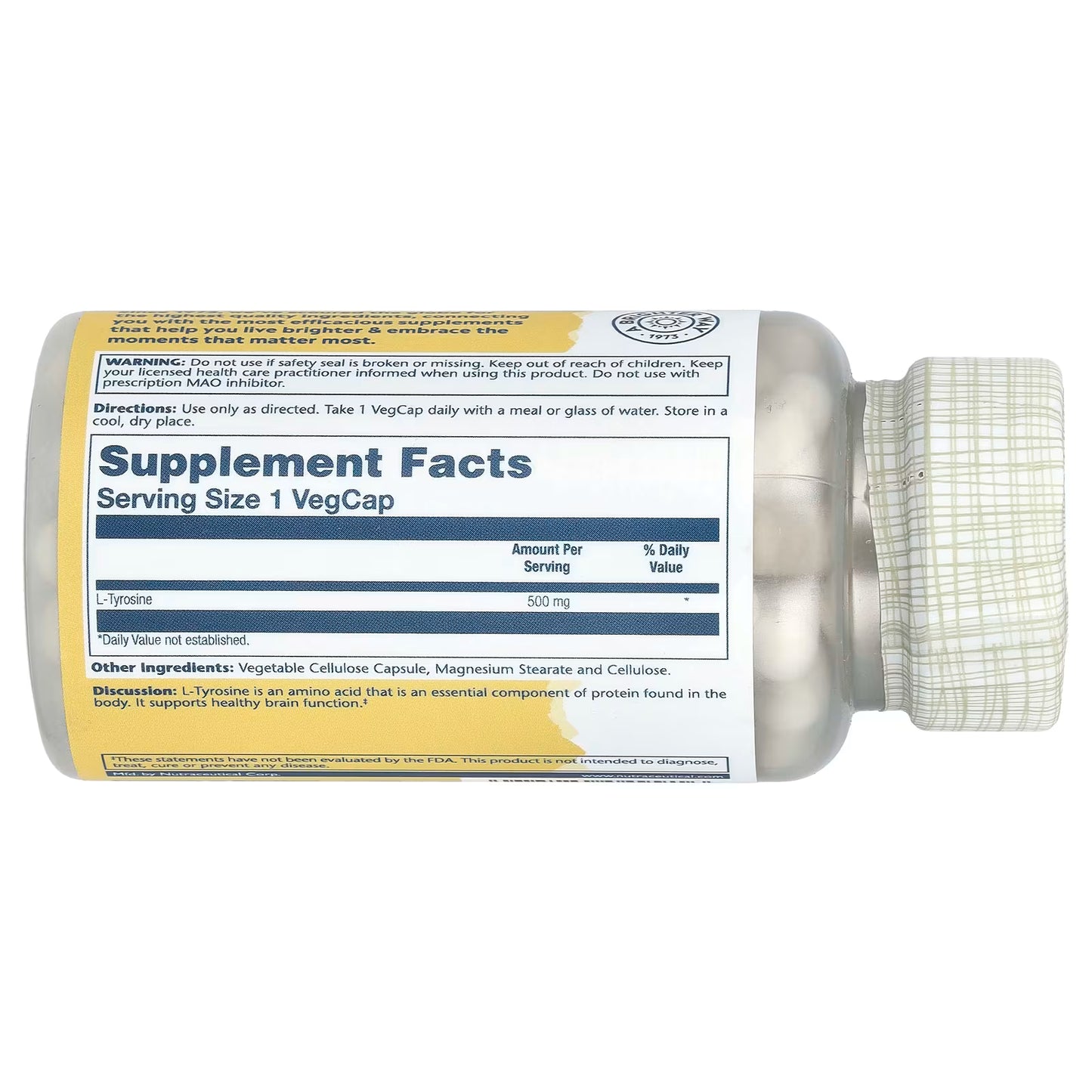 Solaray, L-Tyrosine, 500 mg, 100 VegCaps