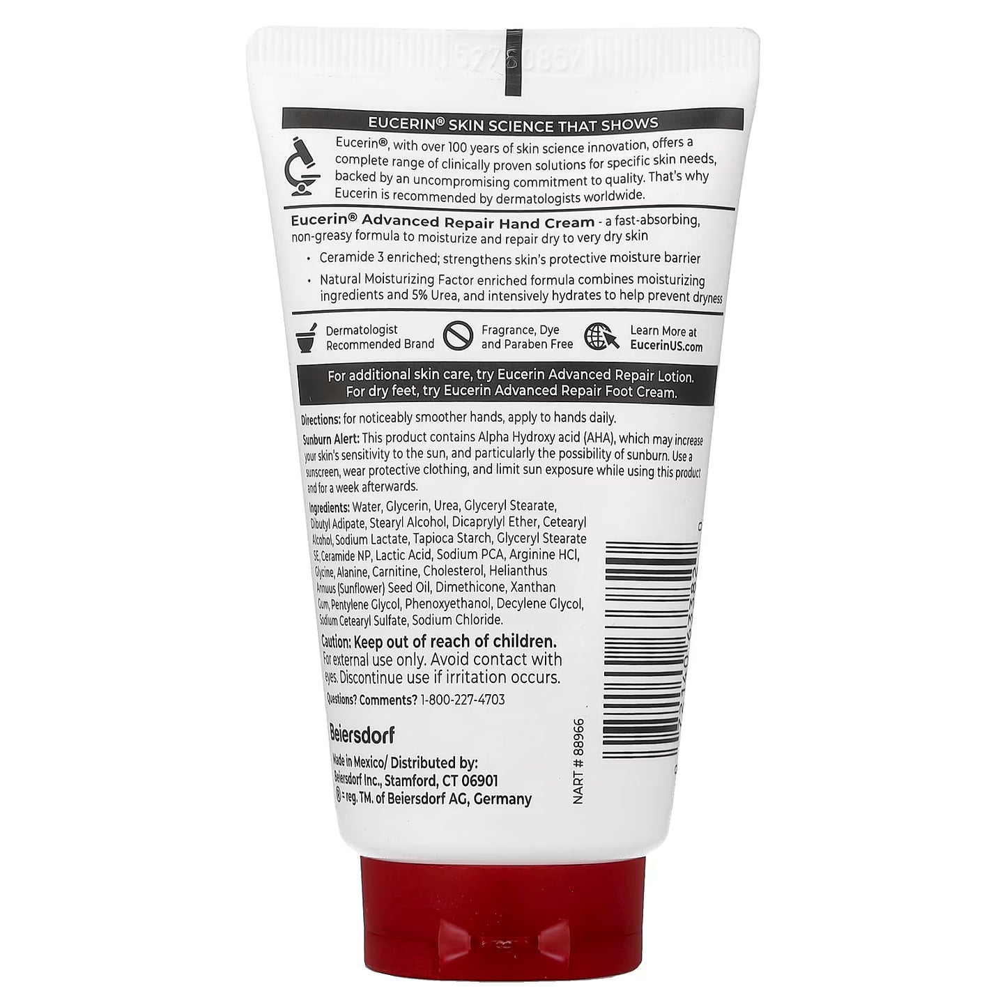 Eucerin, Advanced Repair Hand Cream, Dry to Very Dry Skin, Fragrance Free, 2.7 oz (78 g)