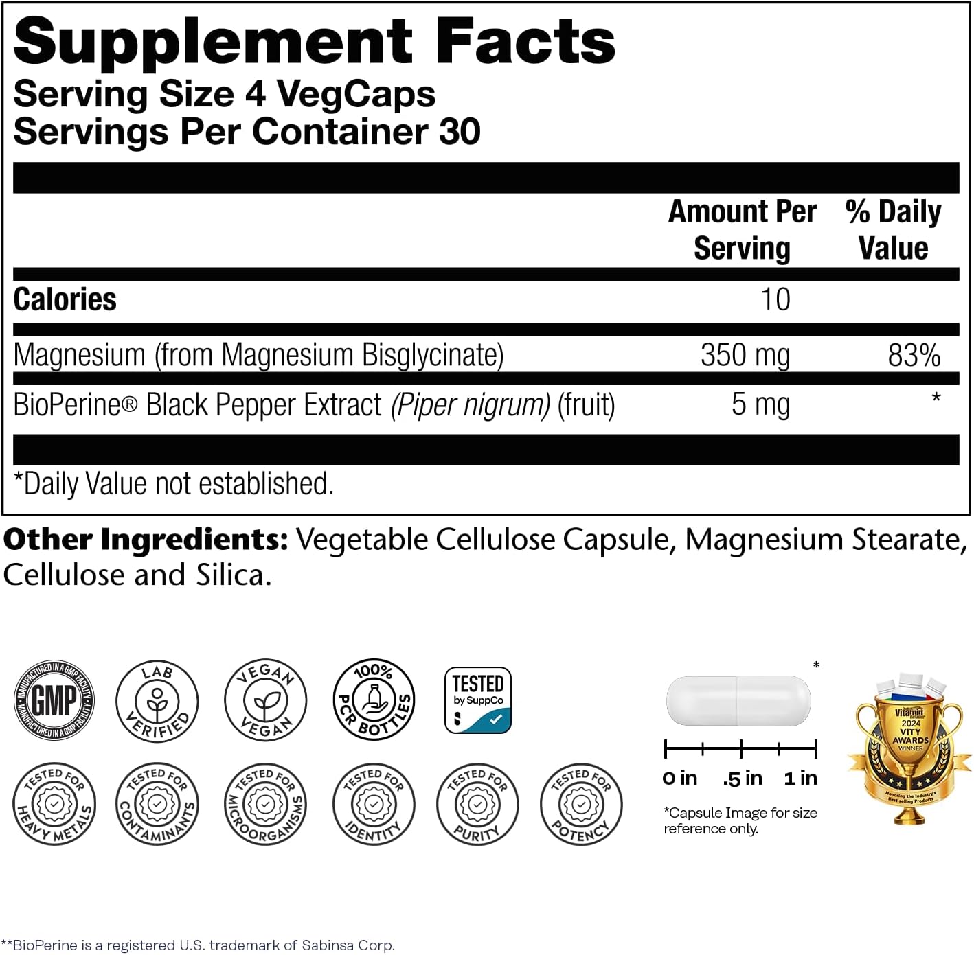 High Absorption Magnesium Glycinate Veg Capsule 120 CT