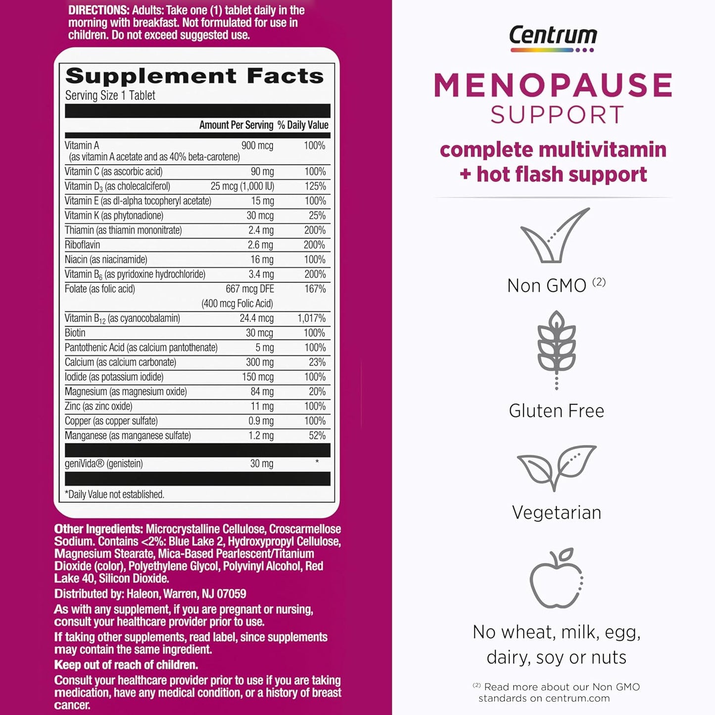 Centrum, Menopause Support For All Stages of Menopause, 30 Tablets
