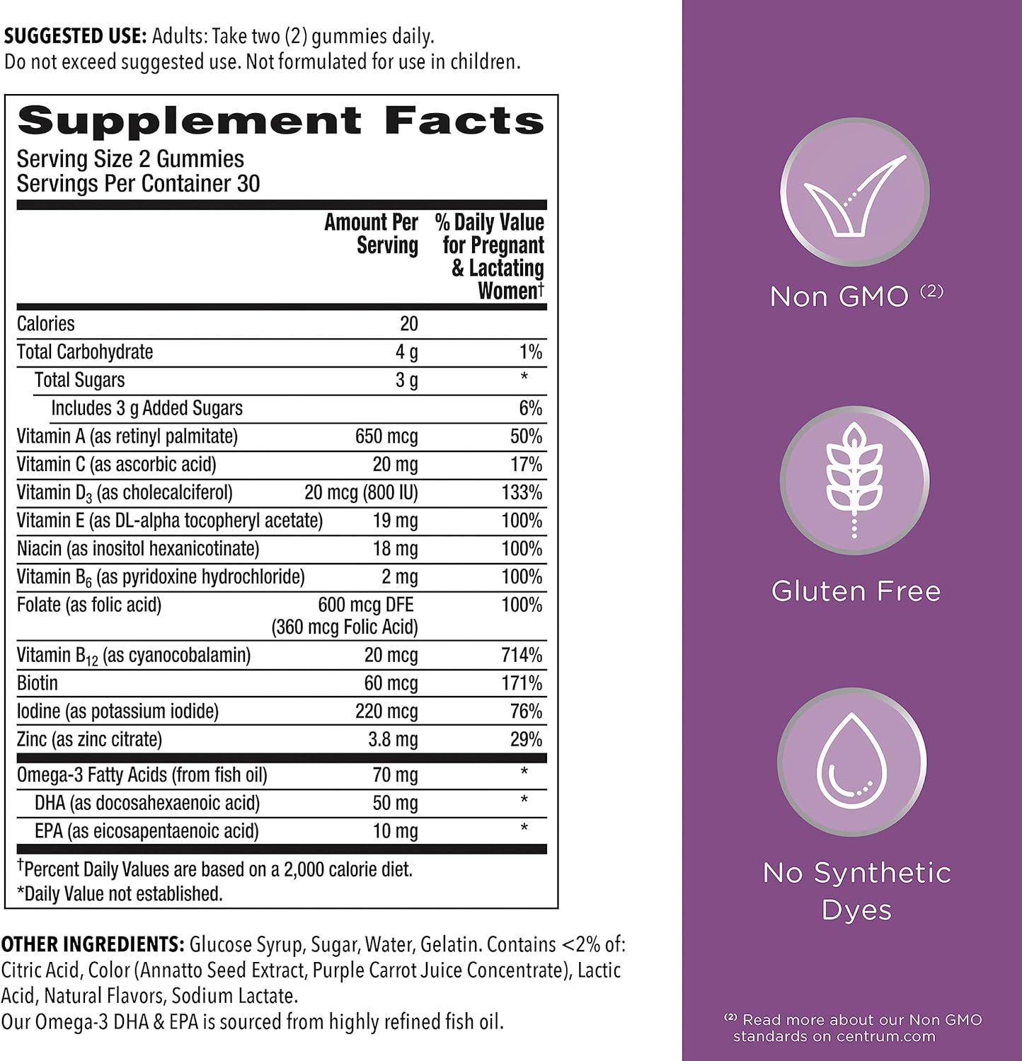 Centrum, PreNatal Multivitamin Gummy, Mixed Berry & Orange, 60 Gummies