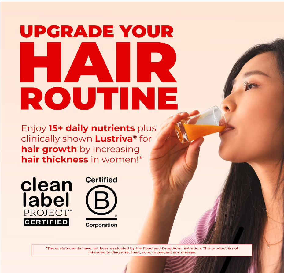 MARYRUTH'S Liquid Multivitamin + Hair Growth, Clinically Thicker Hair, 30oz