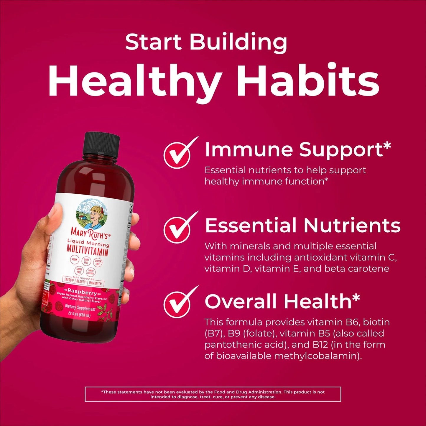 MaryRuth's Liquid Morning Multivitamin, Raspberry, 22 fl. oz., 2 pk