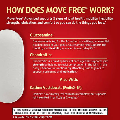 Move Free Advanced Joint Supplement, Glucosamine & FruiteX-B, 200 Tablets