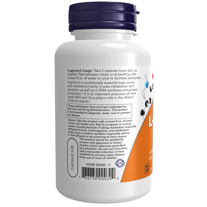 NOW Supplements, L-Arginine 500 mg, Nitric Oxide Precursor*, Amino Acid, 100 Veg Capsules