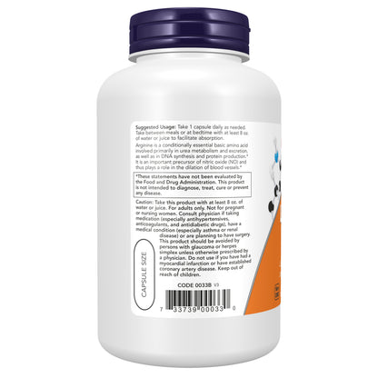 NOW Supplements, L-Arginine 700 mg, Nitric Oxide Precursor*, Amino Acid, 180 Veg Capsules
