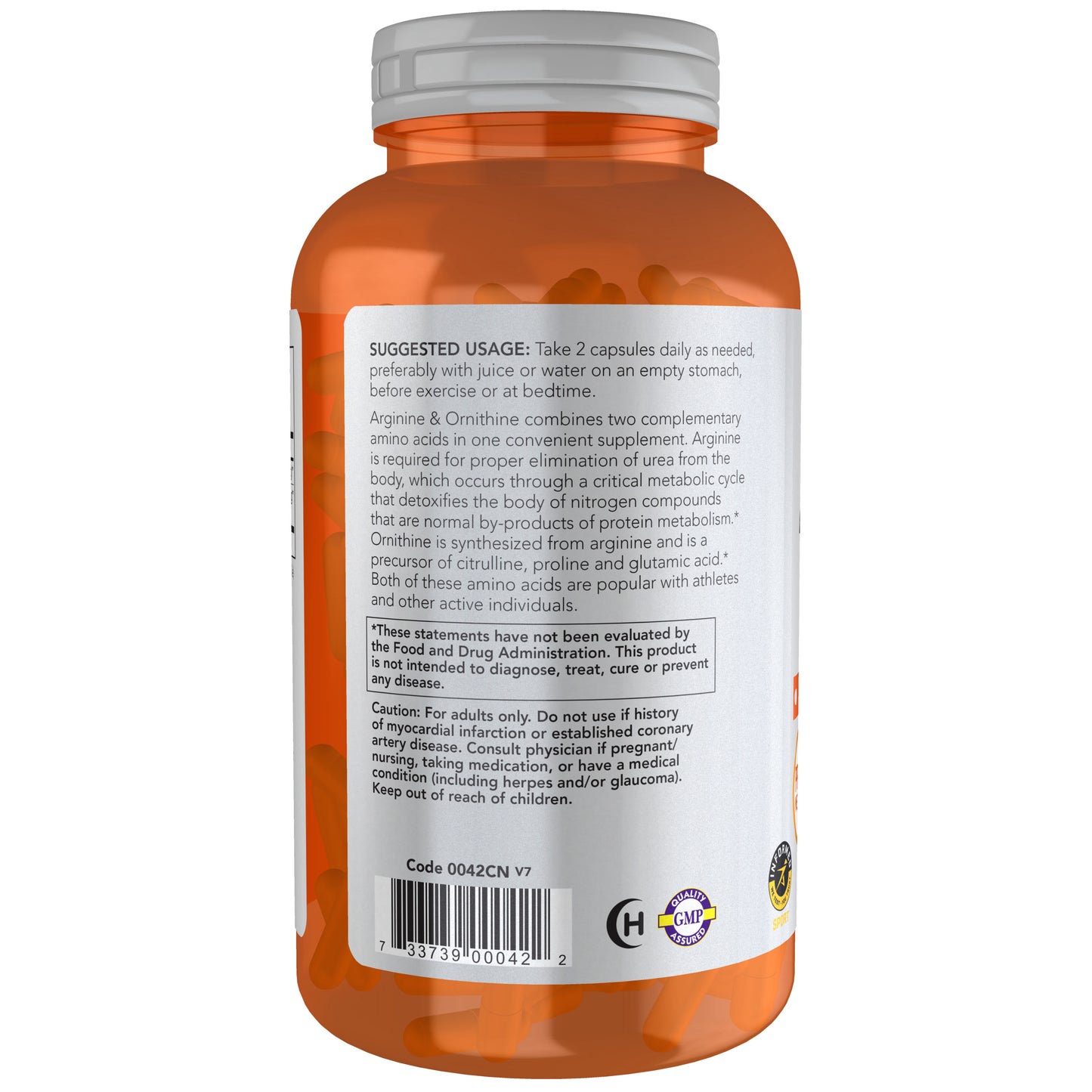 NOW Sports Nutrition, Arginine & Ornithine 500/250 mg, Amino Acids, 100 Veg Capsules