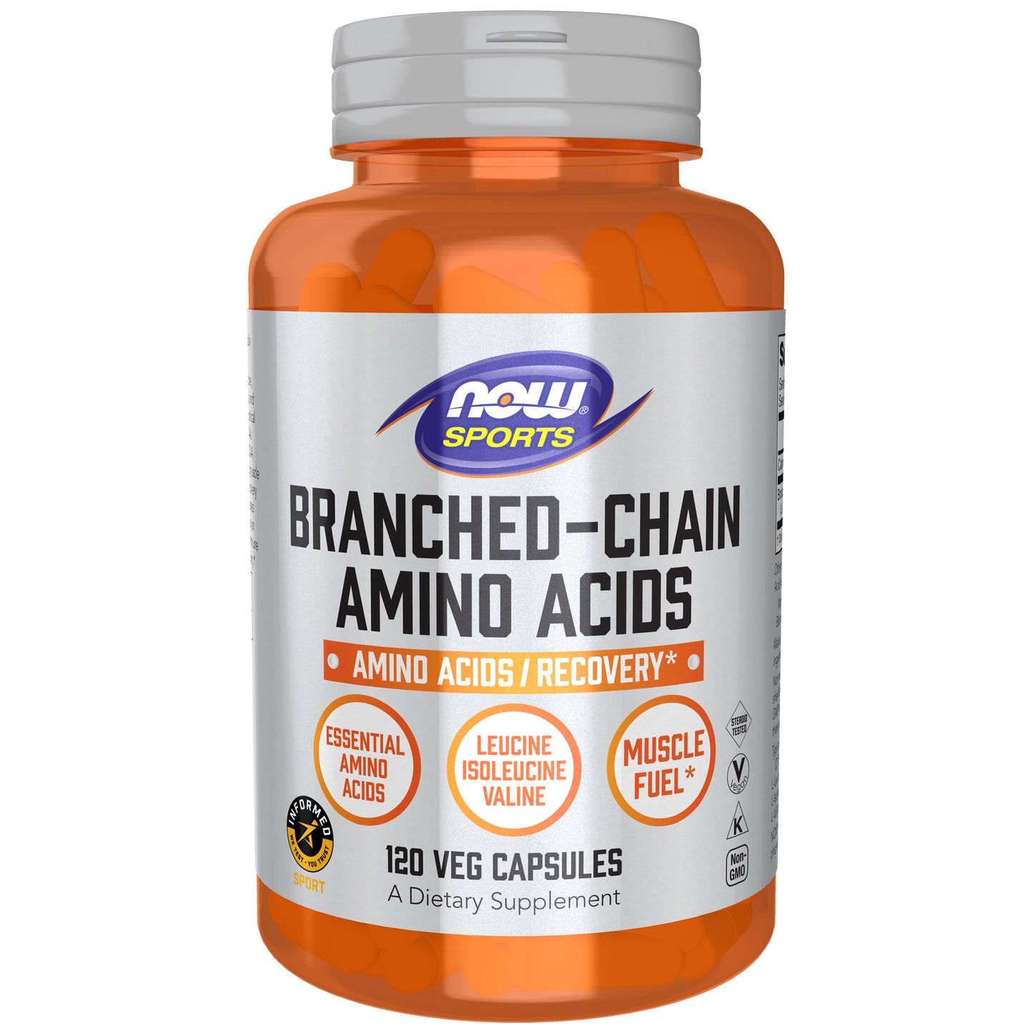 NOW Sports Nutrition, Branched Chain Amino Acids, With Leucine, Isoleucine and Valine, 120 Veg Capsules