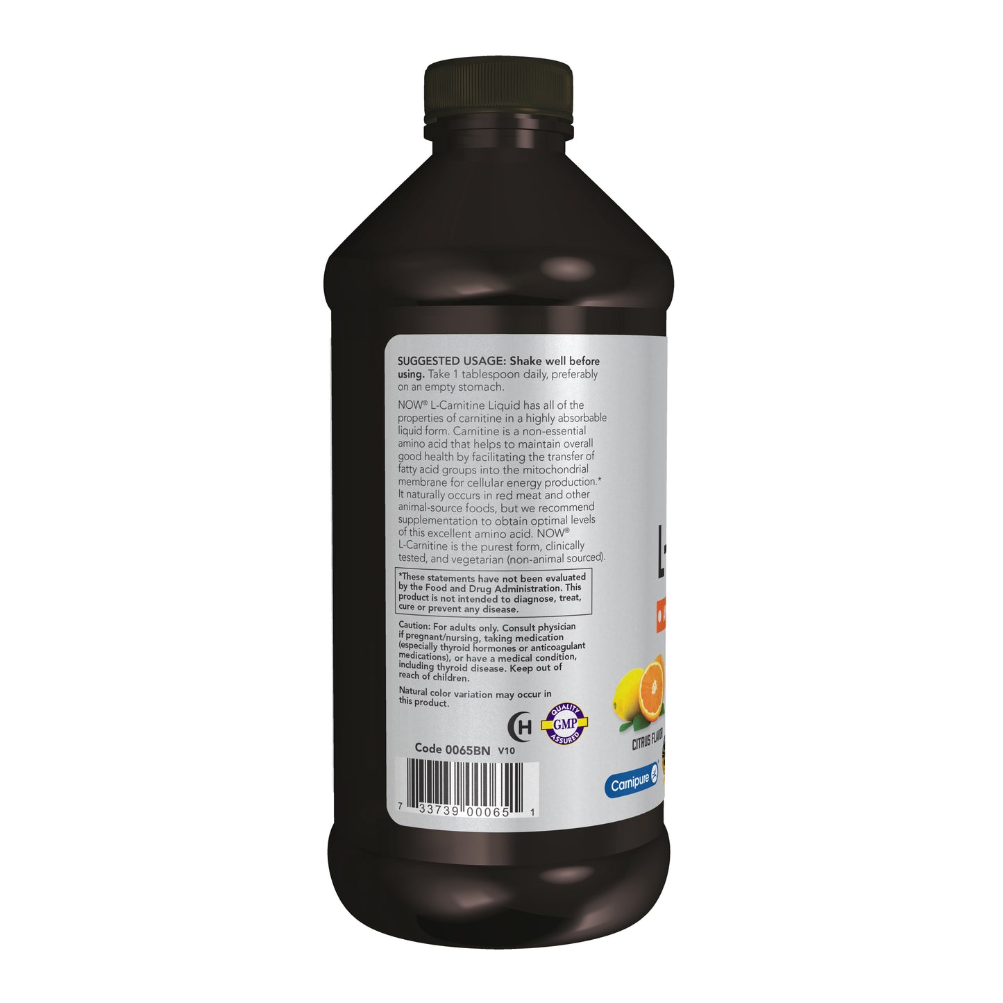 NOW Sports Nutrition, L-Carnitine Liquid 1,000 mg, Highly Absorbable, Citrus, 16-Ounce