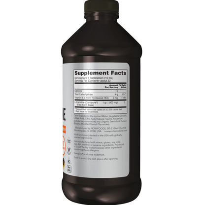 NOW Sports Nutrition, L-Carnitine Liquid 1,000 mg, Highly Absorbable, Tropical Punch, 16-Ounce