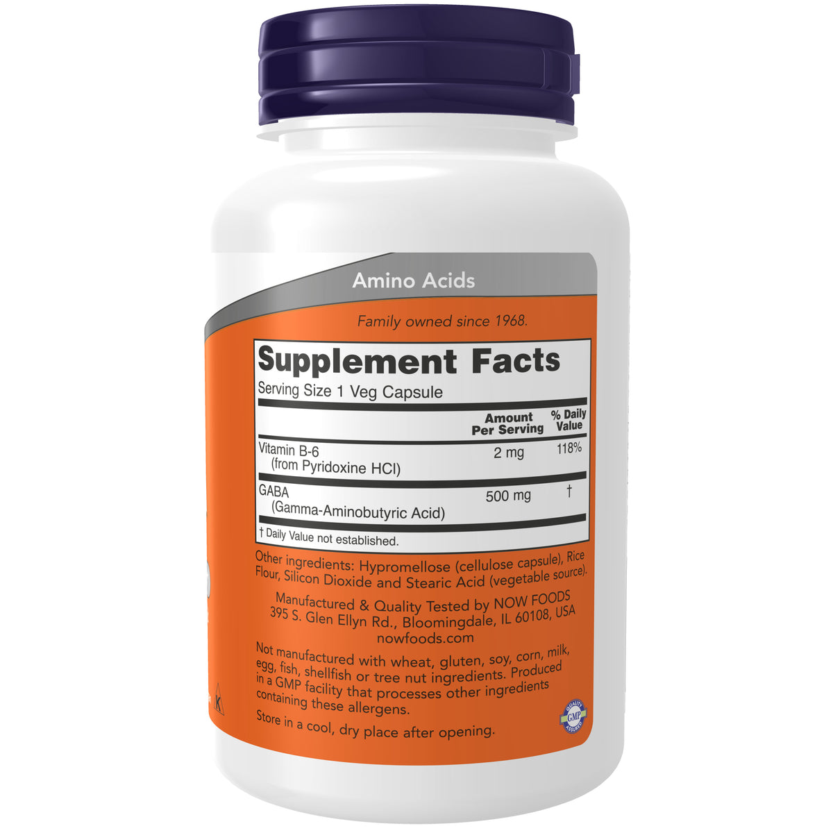 NOW Supplements, GABA 500 mg + B-6, Cognitive Support*, 100 Veg Caps