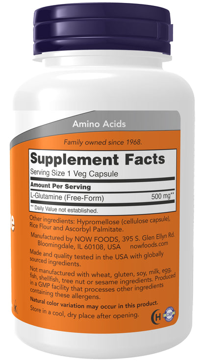 NOW Supplements, L-Glutamine 500 mg, Amino Acid, 120 Veg Caps