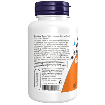 NOW Supplements, Glutathione 500 mg, With Milk Thistle Extract & Alpha Lipoic Acid, Detox Support*, 60 Veg Capsules