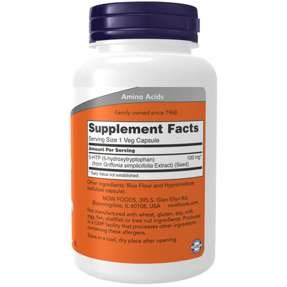 NOW Supplements, 5-HTP (5-hydroxytryptophan) 100 mg, Neurotransmitter Support*, 120 Veg Capsules