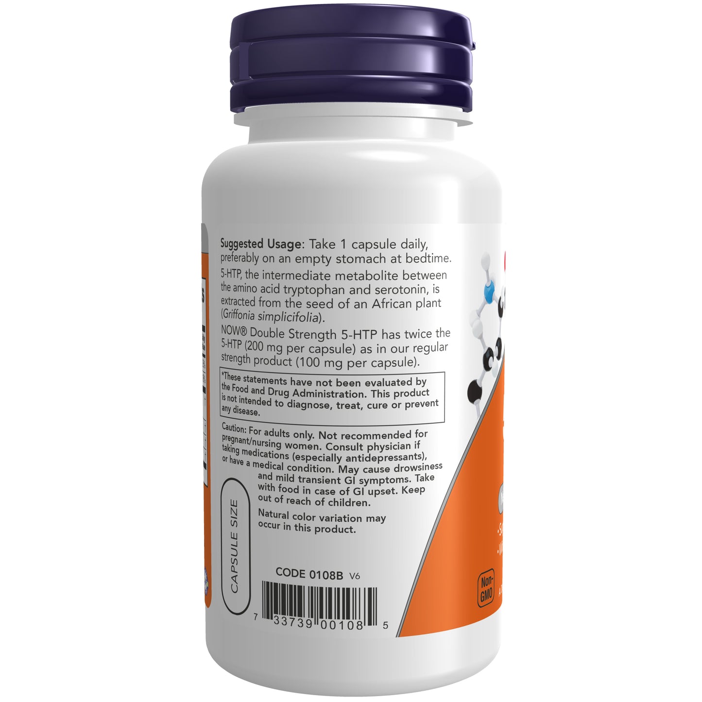 NOW Supplements, 5-HTP (5-hydroxytryptophan) 200 mg, Double Strength, Neurotransmitter Support*, 60 Veg Capsules