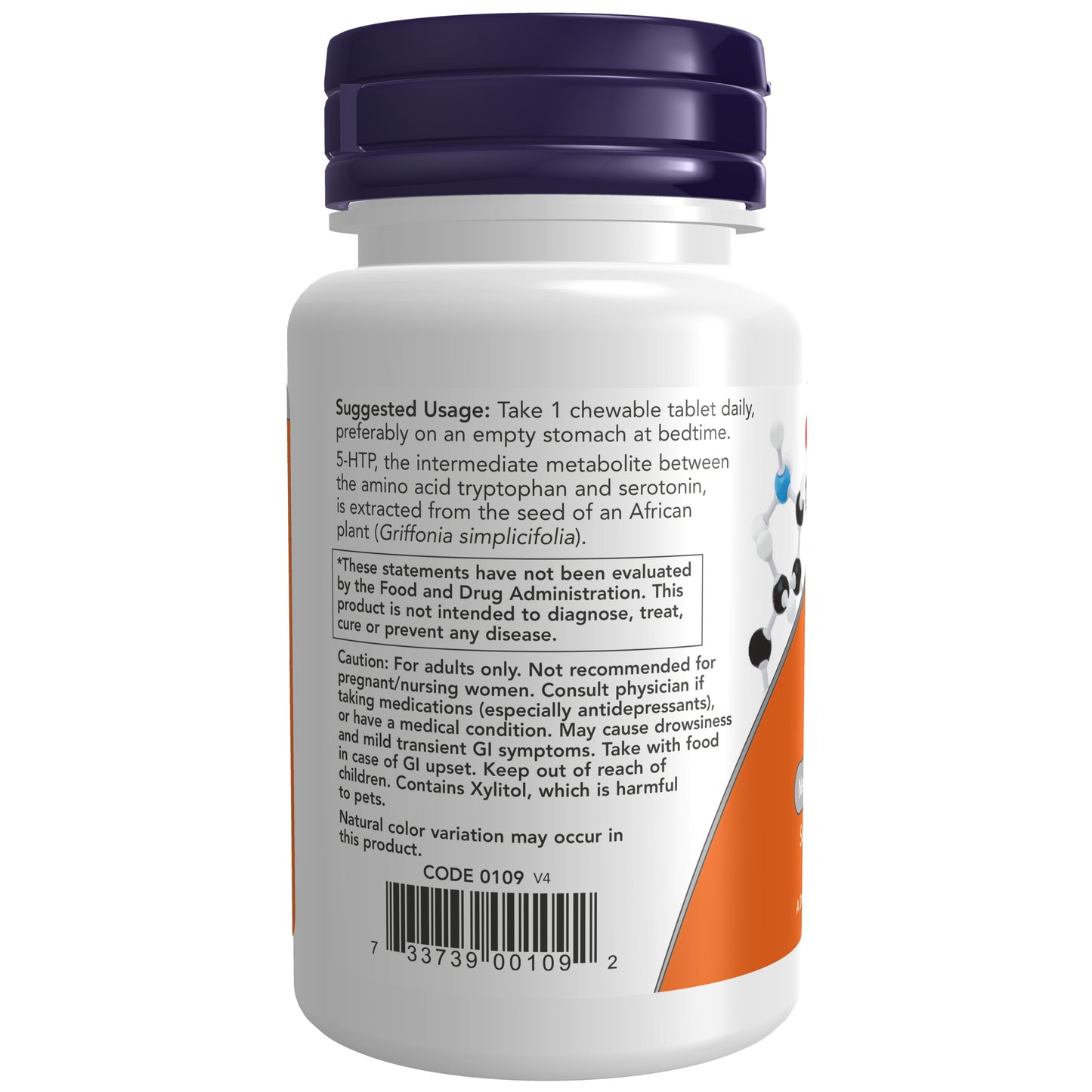 NOW Supplements, 5-HTP (5-hydroxytryptophan) 100 mg, Neurotransmitter Support*, 90 Chewables