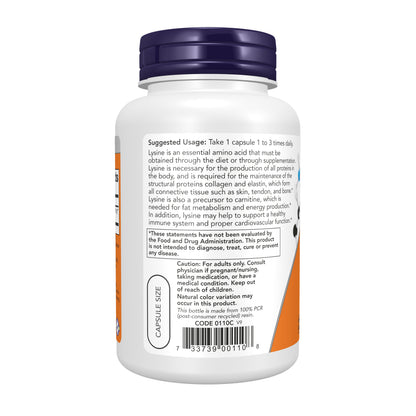 NOW Supplements, L-Lysine (L-Lysine Hydrochloride) 500 mg, Amino Acid, 100 Veg Capsules