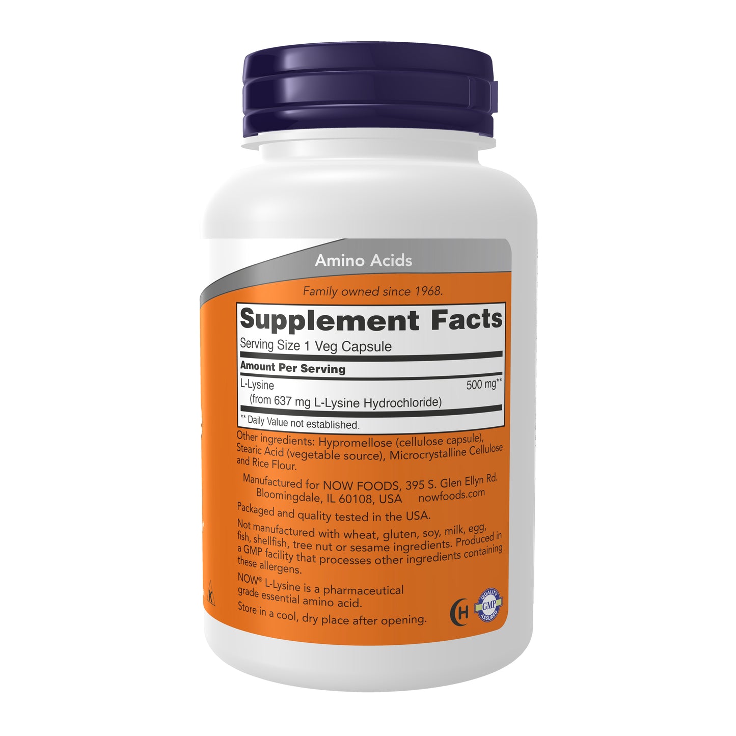 NOW Supplements, L-Lysine (L-Lysine Hydrochloride) 500 mg, Amino Acid, 100 Veg Capsules
