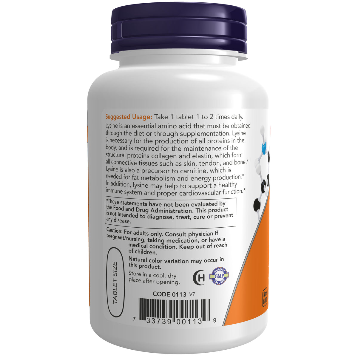 NOW Supplements, L-Lysine 1,000 mg, Double Strength, Amino Acid, 100 Tabs