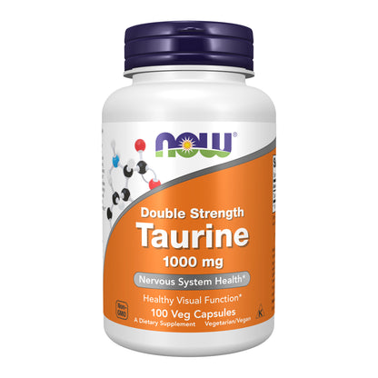 NOW Supplements, Taurine 1,000 mg, Double Strength, 100 Veg Caps