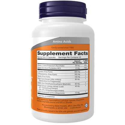 NOW Supplements, True Focus, with Amino Acids, DMAE + CoQ10, 90 Veg Caps