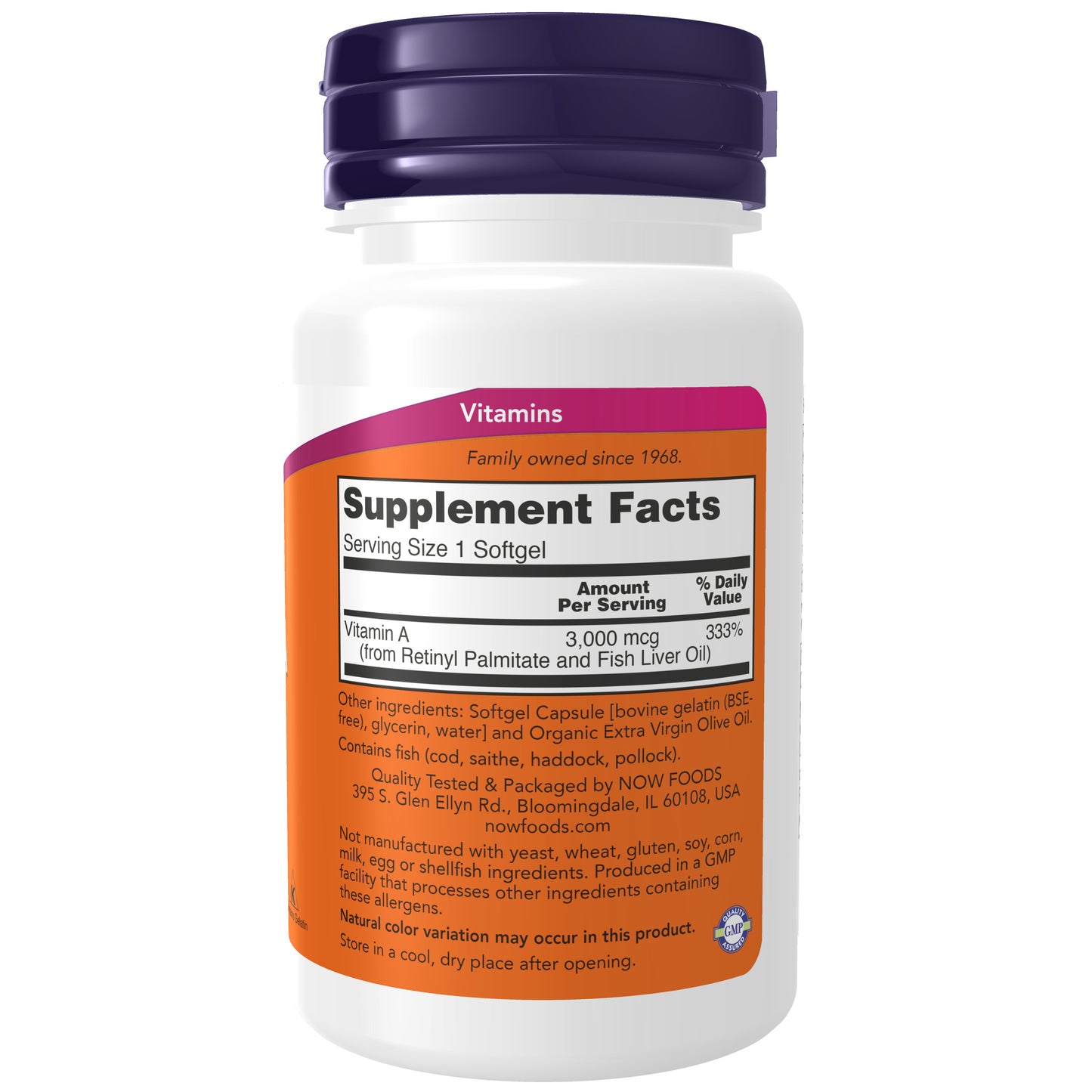 NOW Supplements, Vitamin A 10,000 IU, Eye Health*, Essential Nutrition, 100 Softgels