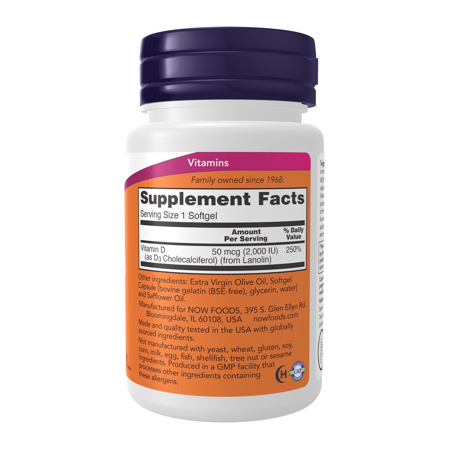 NOW Supplements, Vitamin D3 2,000 IU, High Potency, Structural Support*, 30 Softgels