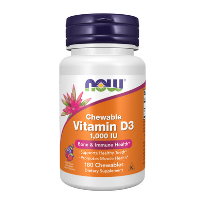 NOW Supplements, Vitamin D-3 1,000 IU, Fruit Flavor, Structural Support*, 180 Chewables