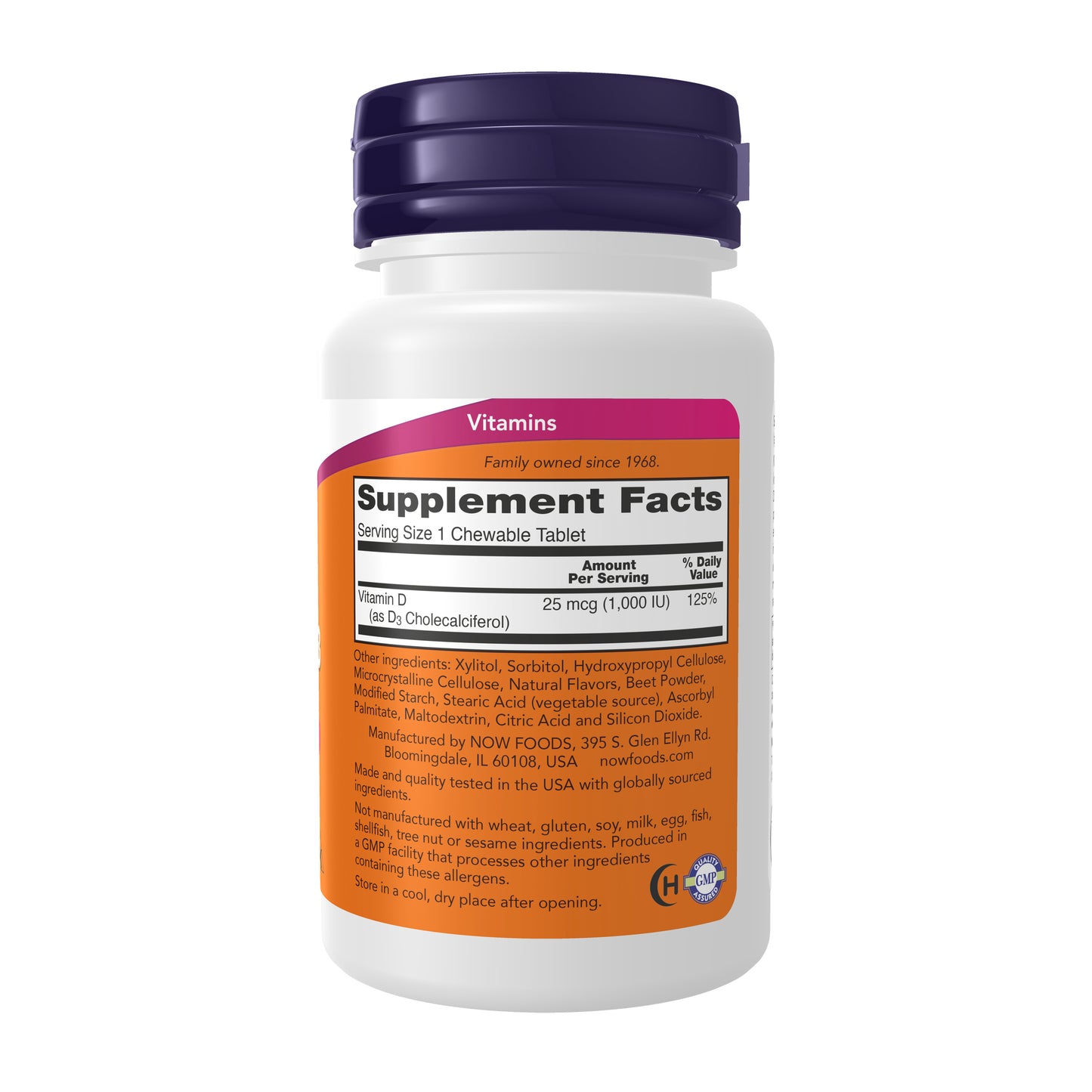 NOW Supplements, Vitamin D-3 1,000 IU, Fruit Flavor, Structural Support*, 180 Chewables