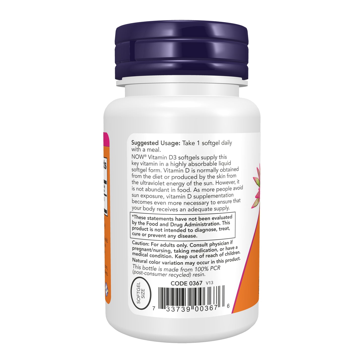 NOW Supplements, Vitamin D3 2,000 IU, High Potency, Structural Support*, 120 Softgels