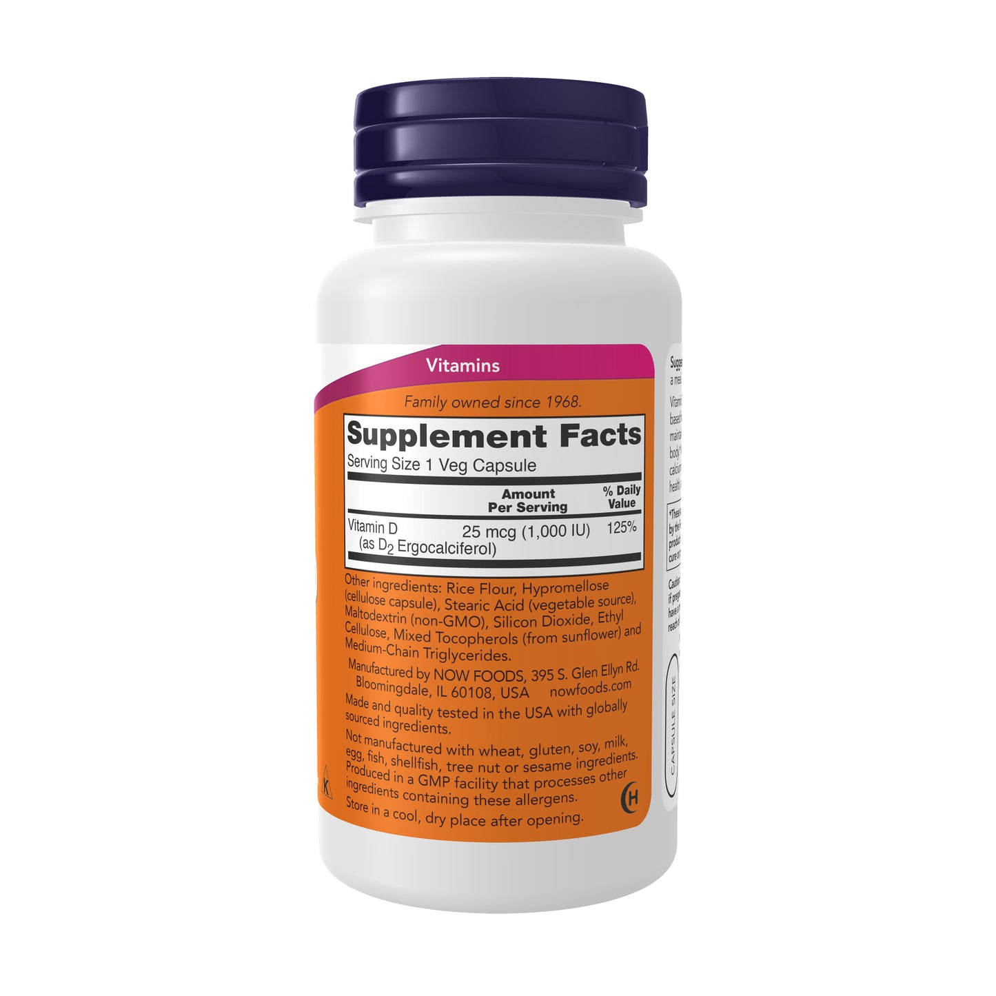 NOW Supplements, Vitamin D 1,000 IU Dry, High Potency, Strong Bones*, Structural Support*, 120 Veg Capsules