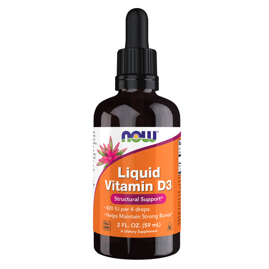 NOW Supplements, Liquid Vitamin D3, Strong Bones*, Structural Support*, 2-Ounce