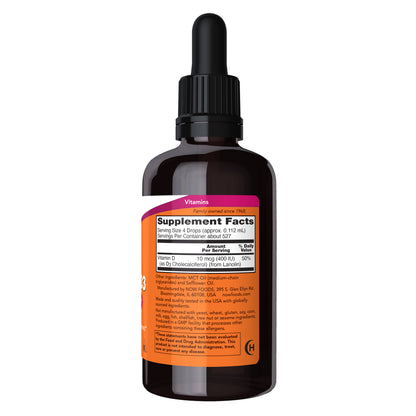 NOW Supplements, Liquid Vitamin D3, Strong Bones*, Structural Support*, 2-Ounce