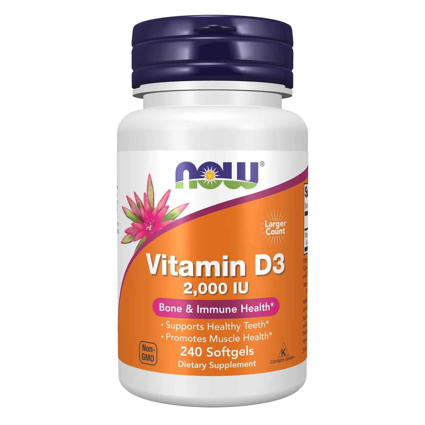 NOW Supplements, Vitamin D3 2,000 IU, High Potency, Structural Support*, 240 Softgels