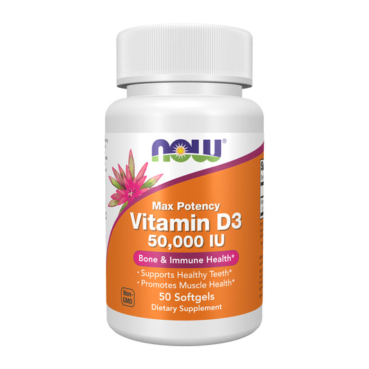 NOW Supplements, Vitamin D3 50,000 IU Softgels, 50 softgels