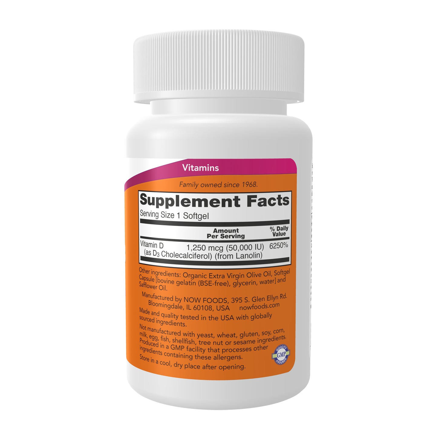 NOW Supplements, Vitamin D3 50,000 IU Softgels, 50 softgels