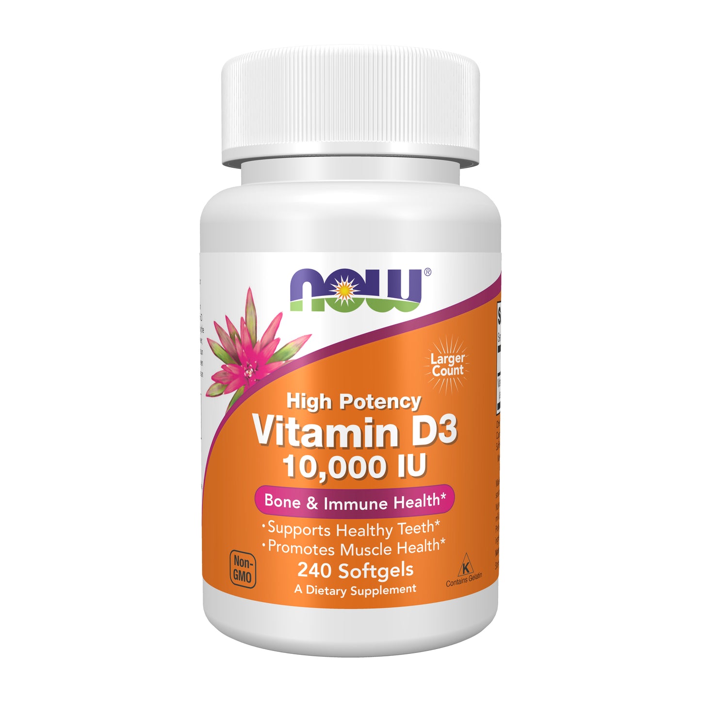 NOW Supplements, Vitamin D3 10,000 IU Softgels, Vitamin D, Joint Support, 240 Softgels