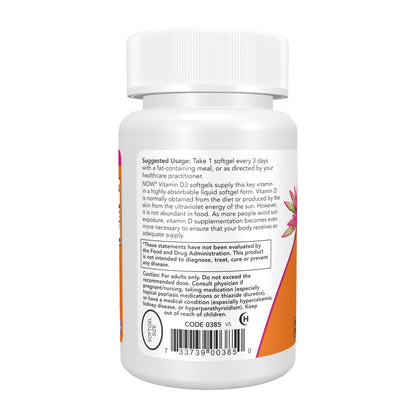 NOW Supplements, Vitamin D3 10,000 IU Softgels, Vitamin D, Joint Support, 240 Softgels