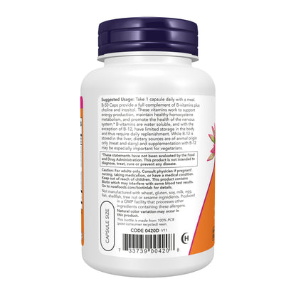 NOW Supplements, Vitamin B-50 mg, Nervous System Health*, 100 Veg Caps