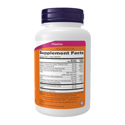 NOW Supplements, Vitamin B-50 mg, Nervous System Health*, 100 Veg Caps