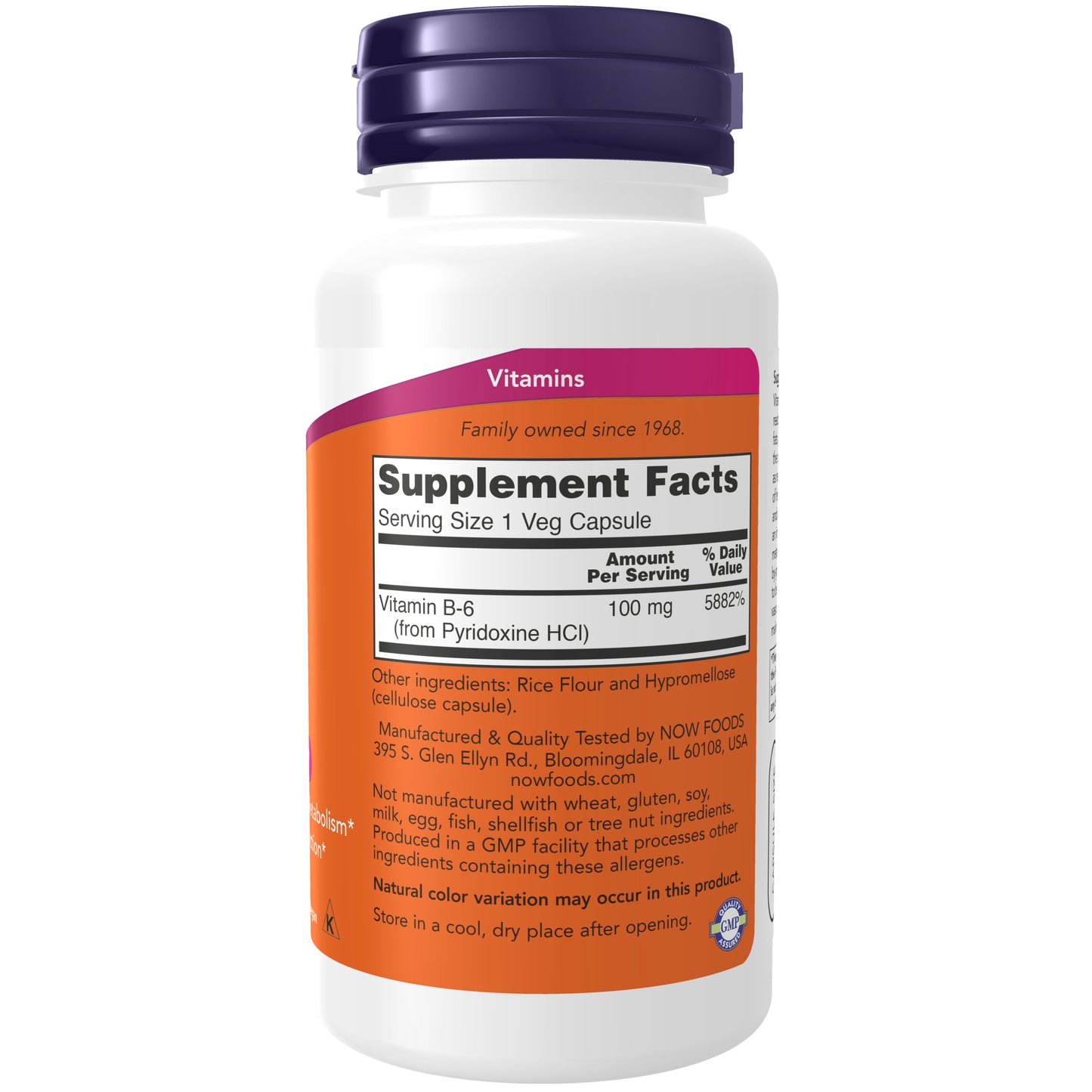 NOW Supplements, Vitamin B-6 (Pyridoxine HCl) 100 mg, Cardiovascular Health*, 100 Veg Capsules