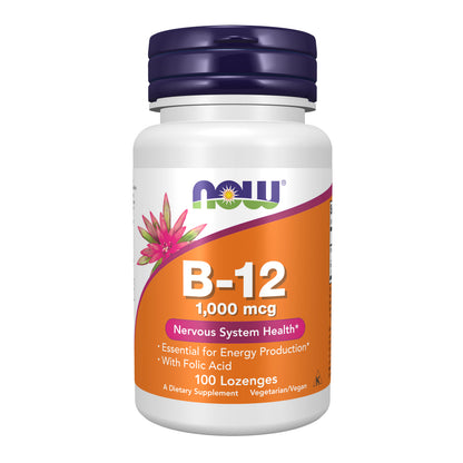 NOW Supplements, Vitamin B-12 1,000 mcg w Folic Acid, 100 Chewable Lozenges