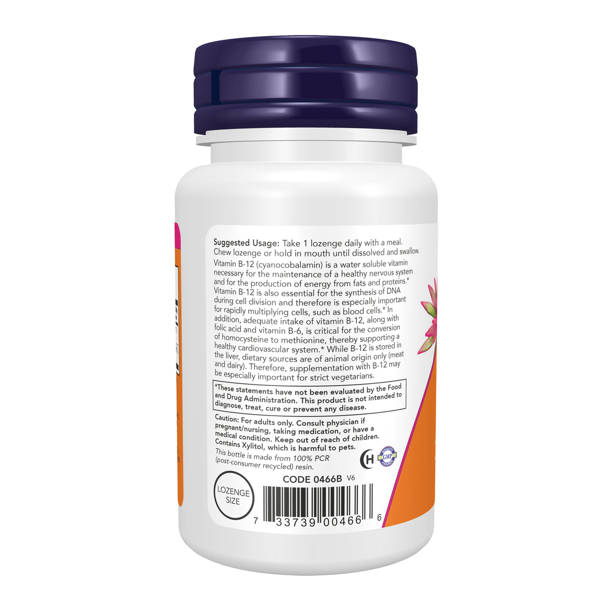 NOW Supplements, Vitamin B-12 1,000 mcg w Folic Acid, 100 Chewable Lozenges